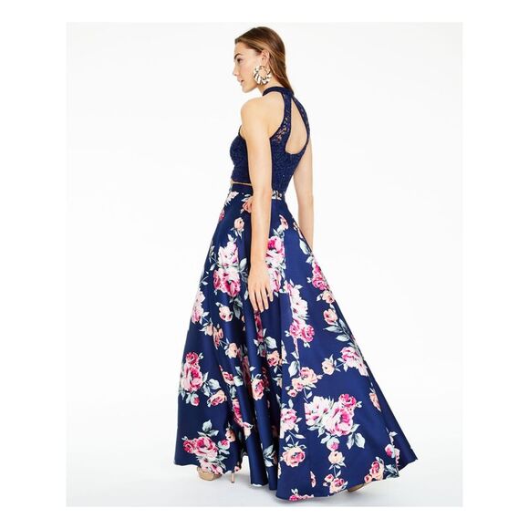 NWT CITY STUDIO Womens Navy Evening Top 3 - Picture 2 of 4